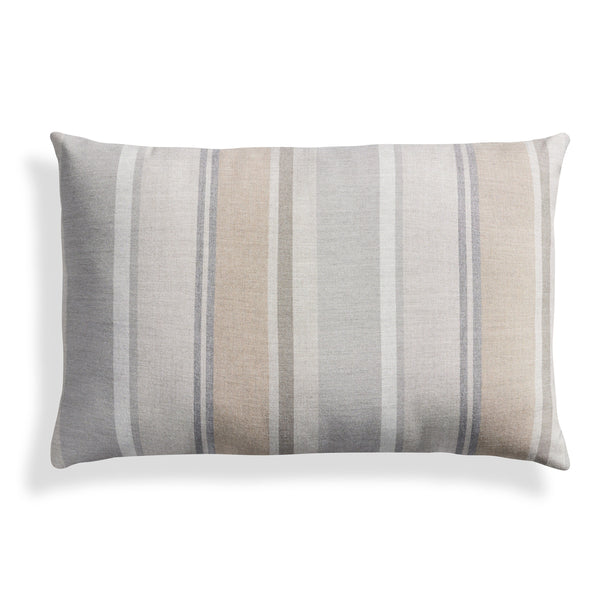 Signal Outdoor 20&quot; x 13&quot; Lumbar Pillow in Sunbrella Taupe Stripe - Angle 1
