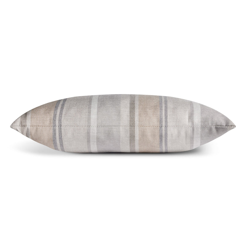 Signal Outdoor 20" Square Pillow in Sunbrella Taupe Stripe - Angle 2