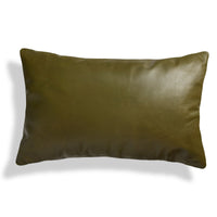 Signal 20" x 13" Lumbar Pillow in Loden Green Leather - Angle 1