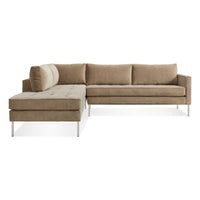 Paramount Sectional Sofa in Otter Velvet - Angle 1