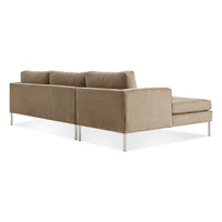 Paramount Sofa with Chaise in Otter Velvet - Angle 5