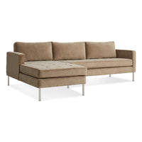 Paramount Sofa with Chaise in Otter Velvet - Angle 2