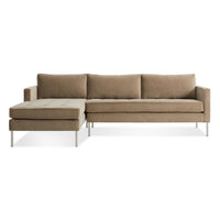 Paramount Sofa with Chaise in Otter Velvet - Angle 1