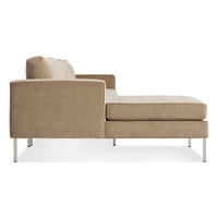 Paramount Sofa with Chaise in Otter Velvet - Angle 4
