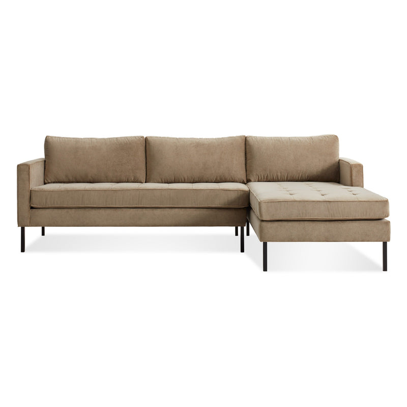 Paramount Sofa with Chaise in Otter Velvet