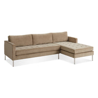 Paramount Sofa with Chaise in Otter Velvet - Angle 3