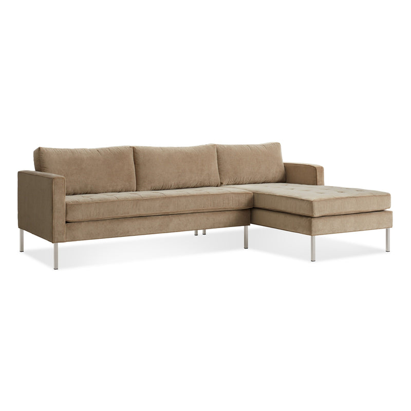 Paramount Sofa with Chaise in Otter Velvet - Angle 2