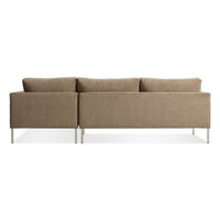 Paramount Sofa with Chaise in Otter Velvet - Angle 6