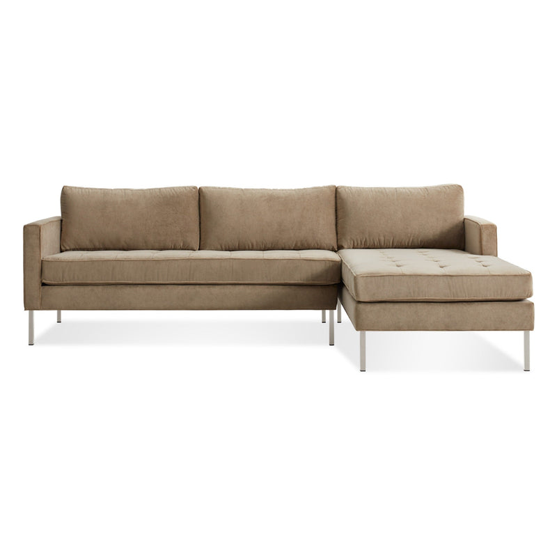 Paramount Sofa with Chaise in Otter Velvet