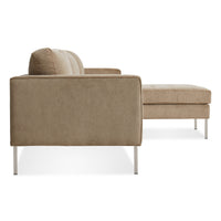 Paramount Sofa with Chaise in Otter Velvet - Angle 4
