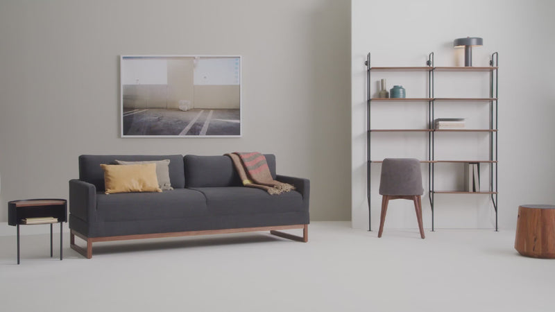 Turn Stool in Acacia / Heathered Graphite - Angle 2