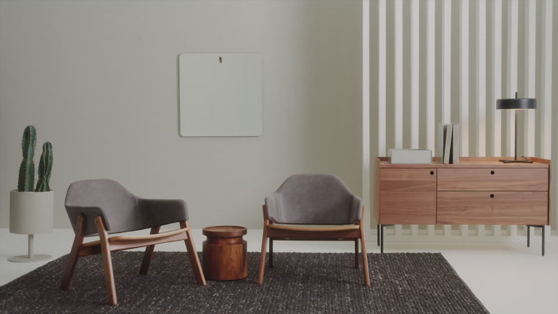 Clutch Lounge Chair in Edwards Light Grey / Walnut - Angle 2