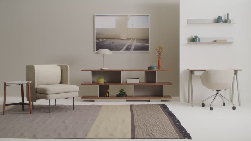 Happy Day Shelving 3 Shelf in White Oak / Putty - Angle 2