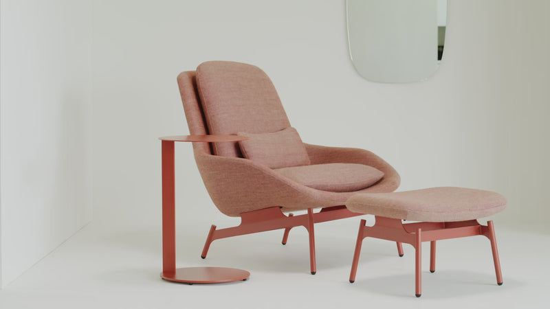 Field Ottoman in Edwards Tomato - Angle 2