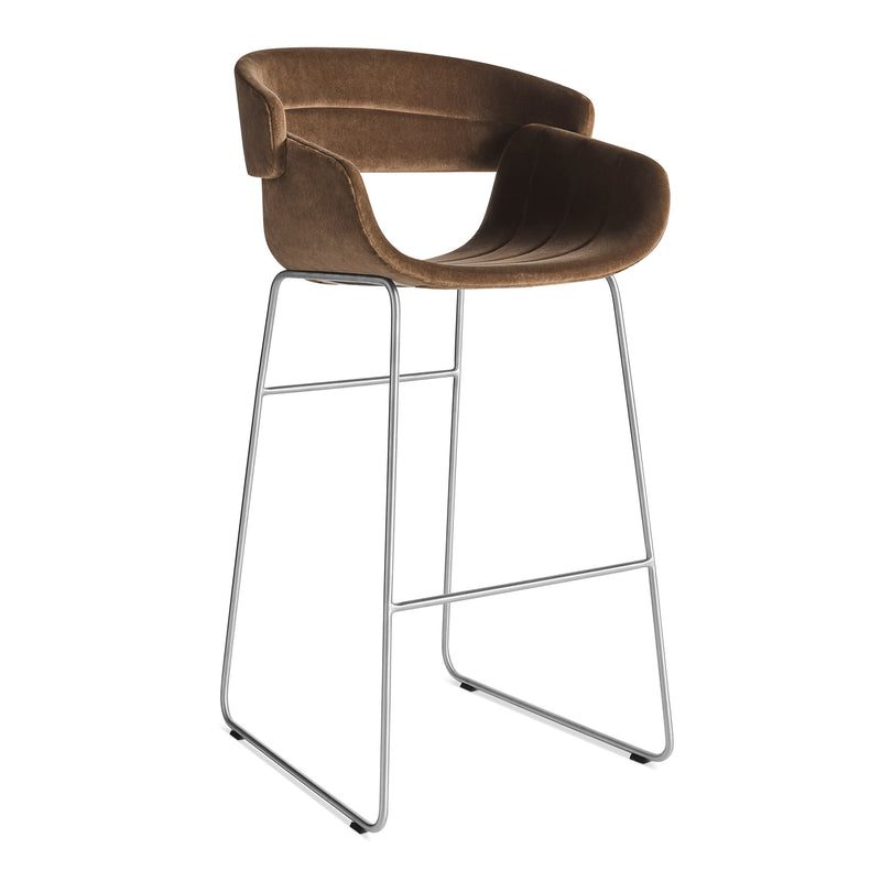 Racer Stool in Coffee Velvet - Angle 2