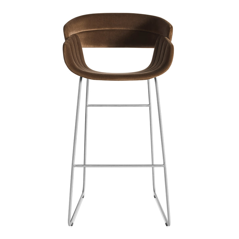 Racer Stool in Coffee Velvet - Angle 1
