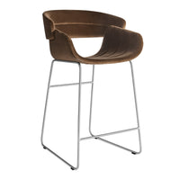 Racer Stool in Coffee Velvet - Angle 2