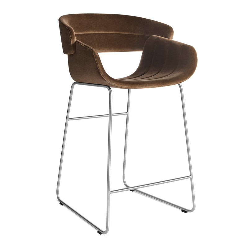 Racer Stool in Coffee Velvet - Angle 2