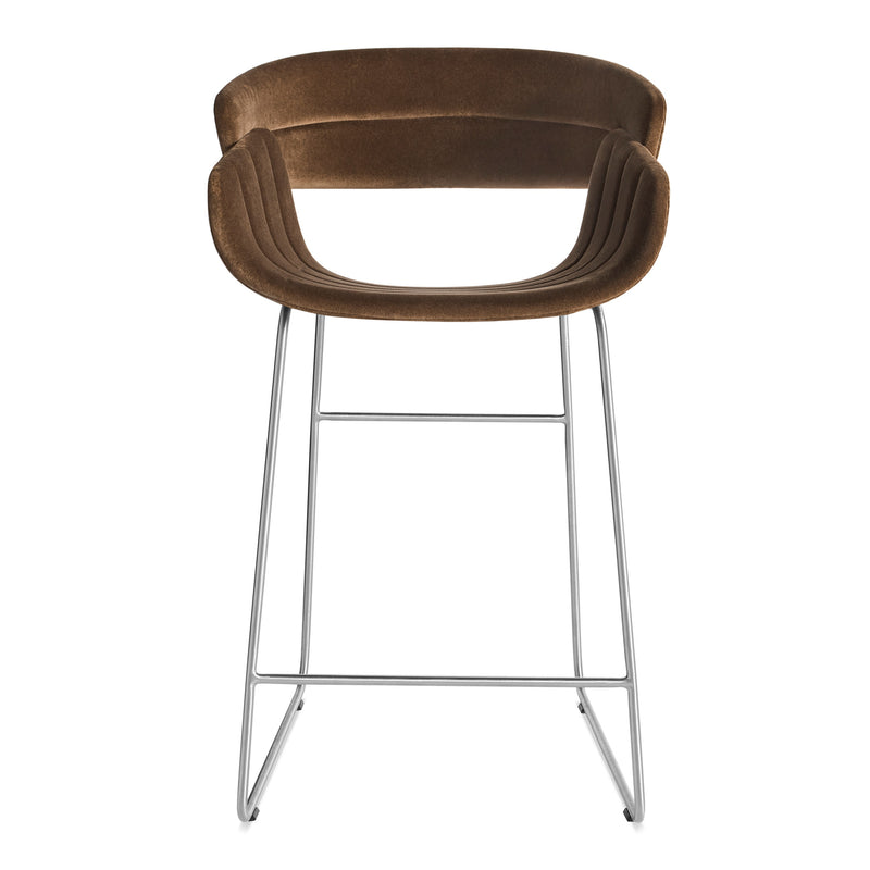 Racer Stool in Coffee Velvet - Angle 1