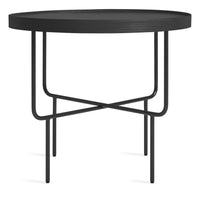 Roundhouse Low Side Table in Black on Oak - Angle 1