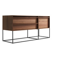 Rule 1 Door / 2 Drawer Console in Walnut - Angle 3