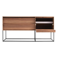 Rule 1 Door / 2 Drawer Console in Walnut - Angle 2