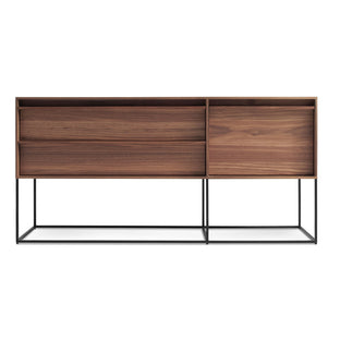Rule 1 Door / 2 Drawer Console in Walnut - Angle 1