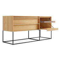 Rule 1 Door / 2 Drawer Console in White Oak - Angle 6