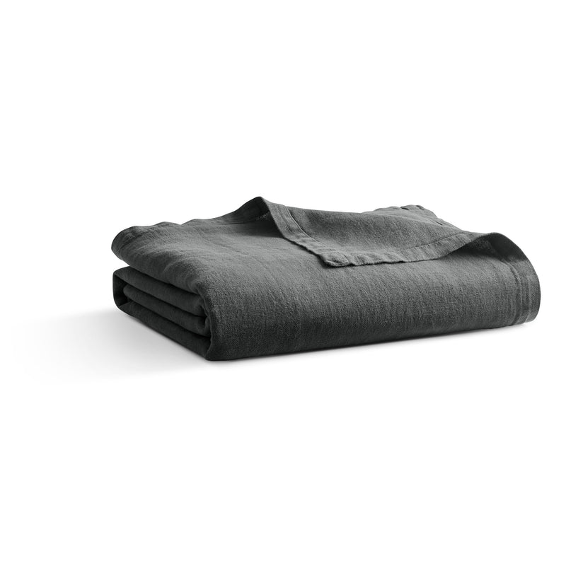 Rainy Linen Throw in Charcoal - Angle 1