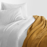 Rainy Linen Throw in Mustard - Angle 2