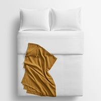 Rainy Linen Throw in Mustard - Angle 5