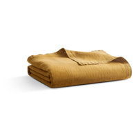 Rainy Linen Throw in Mustard - Angle 1