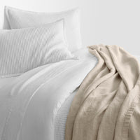 Rainy Linen Throw in Putty - Angle 2