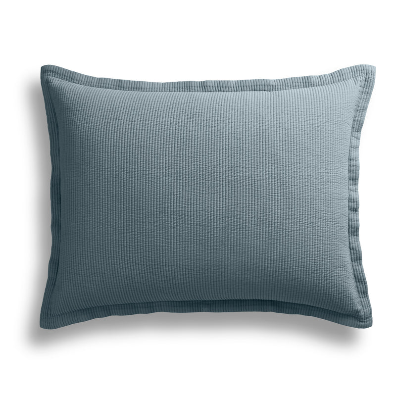 Ripple Coverlet Set in Grey Blue / Putty Stitch - Angle 2