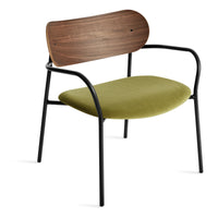 SideBySide Lounge Chair in Walnut / Loden Green Velvet - Angle 4