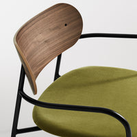 SideBySide Lounge Chair in Walnut / Loden Green Velvet - Angle 8