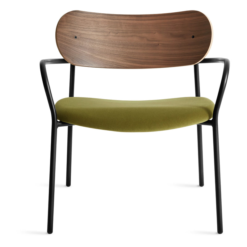 SideBySide Lounge Chair in Walnut / Loden Green Velvet - Angle 1
