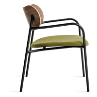 SideBySide Lounge Chair in Walnut / Loden Green Velvet - Angle 5