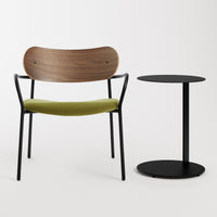 SideBySide Lounge Chair in Walnut / Loden Green Velvet - Angle 9
