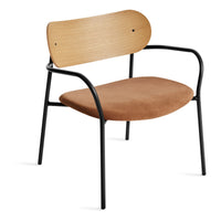 SideBySide Lounge Chair in White Oak / Copper Velvet - Angle 5