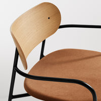 SideBySide Lounge Chair in White Oak / Copper Velvet - Angle 9