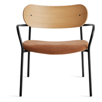 SideBySide Lounge Chair in White Oak / Copper Velvet - Angle 1