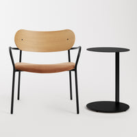 SideBySide Lounge Chair in White Oak / Copper Velvet - Angle 3
