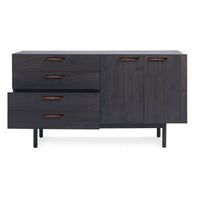Shale 4 Drawer / 2 Door Credenza in Smoke - Angle 2