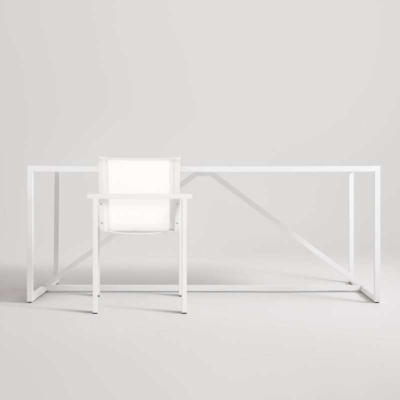Skiff Outdoor Stacking Chair in White - Angle 2