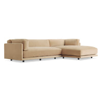 Sunday Small Sofa with Chaise in Camel Velvet - Angle 3