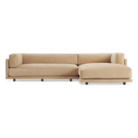 Sunday Small Sofa with Chaise in Camel Velvet - Angle 1