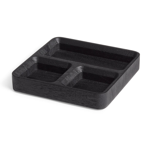 Square One Organizer Tray in Black-Stained Acacia - Angle 1