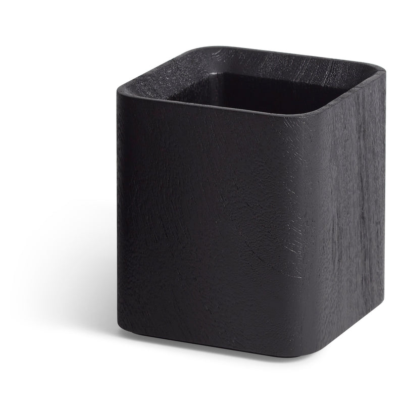 Square One Pencil Cup in Black-Stained Acacia - Angle 1