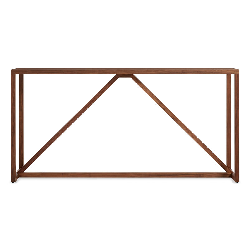 Strut Wood Console Table in Walnut - Angle 1
